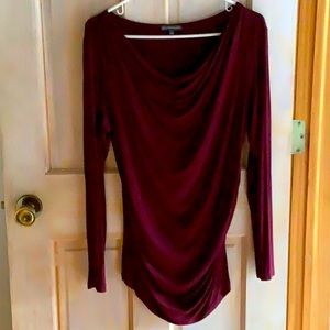 Adrianna Papell Maroon Long-sleeve soft knit shirt